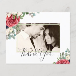 深紅のネイビー フローラル ユーカリ グリーンのウェディング チラシ