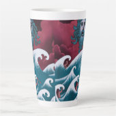 深紅のネプチューン油絵 カフェラテマグ (正面)