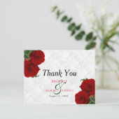 深紅のバラの花嫁衣裳の結婚式 - 感謝 ポストカード (スタンド正面)