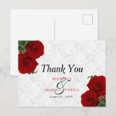 深紅のバラの花嫁衣裳の結婚式 - 感謝 ポストカード (正面/裏面)