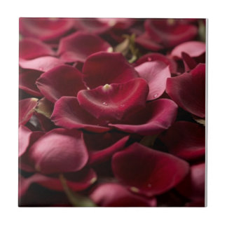 深紅のバラの花弁 エレガントな花の陶磁器タイル タイル