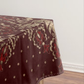 深紅のペルシャの東洋パターンおよび金ゴールド テーブルクロス (インサイチュ)