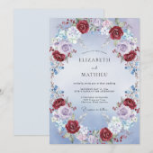 深紅のルリマツリ薔薇の結婚式 招待状 (正面/裏面)