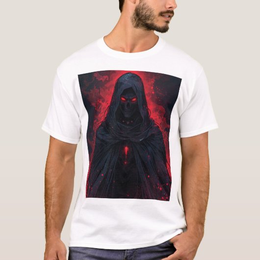 深紅の亡霊 - ダークゴシック死神ファンタジー Tシャツ (正面)