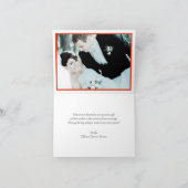 深紅の仲の良い恋人同士のパーソナライズな写真は感謝していしています サンキューカード (内部)