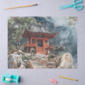 深紅の山の塔 インクウォッシュ (2) 薄葉紙 (クラフト)