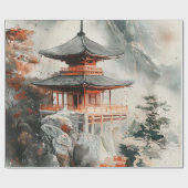 深紅の山の塔 インクウォッシュ (3) ラッピングペーパー (フラット)