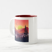 深紅の山の風景 ツートーンマグカップ (正面左)