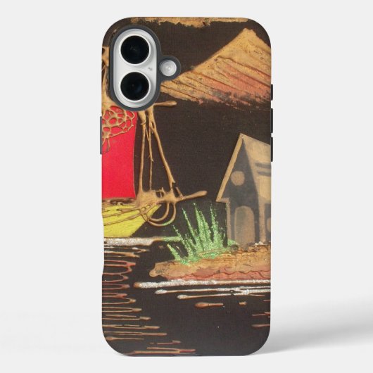 深紅の旅路 | 赤い帆船の風景 オイルペイント Case-Mate iPhoneケース (裏面)