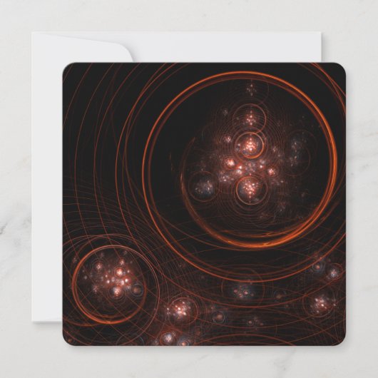 深紅の星光軌道 抽象的な宇宙アート 招待状 (正面)