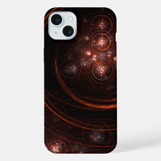 深紅の星光軌道 抽象的な宇宙アート iPhoneケース (裏面)