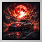 深紅の月下のNissan 350z ポスター (正面)