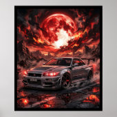 深紅の月下のNissan Skyline R34 ポスター (正面)