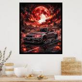 深紅の月下のNissan Skyline R34 ポスター (キッチン)