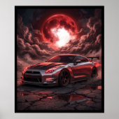 深紅の月下のNissan Skyline R35 ポスター (正面)