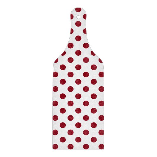 深紅の水玉模様の円 カッティングボード (正面)