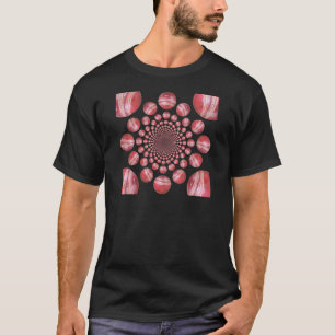 深紅の渦: 美しい赤いクリケットボールアート Tシャツ