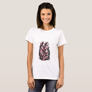 深紅の炎のシダの陰陽 Tシャツ