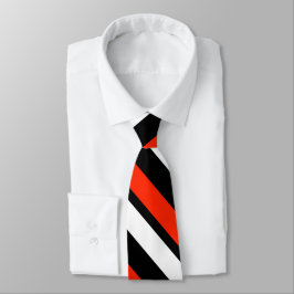 深紅の白黒斜めストライプのなタイ ネクタイ