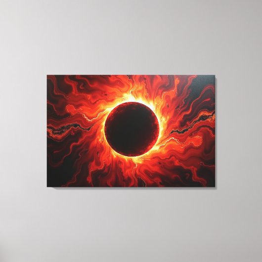 深紅の皆既日食 - 灼熱の赤と黒 36"x24" キャンバスプリント (正面)