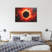 深紅の皆既日食 - 灼熱の赤と黒 36"x24" キャンバスプリント (インサイチュ (寝室))