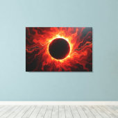 深紅の皆既日食 - 灼熱の赤と黒 36"x24" キャンバスプリント (インサイチュ (ウッドフロア))