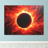 深紅の皆既日食 - 燃えるような赤と黒 40"x32" キャンバスプリント (インサイチュ (ウッドフロア))