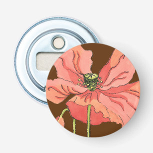 深紅の背景が付いている大きいピンクの花 栓抜き