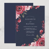 深紅の芍薬の結婚式 招待状 (正面/裏面)