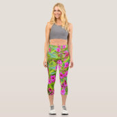 深紅の花が咲く美しい緑のワイゲラ カプリレギンス (正面)