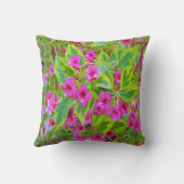 深紅の花が咲く美しい緑のワイゲラ クッション (裏面)