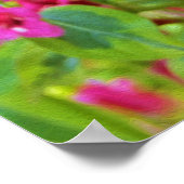 深紅の花が咲く美しい緑のワイゲラ ポスター (角)