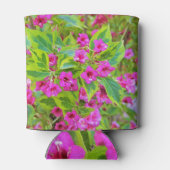 深紅の花が咲く美しい緑のワイゲラ 缶クーラー (裏面)