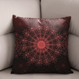 深紅の花きらめくアート クッション