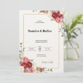 深紅の花の結婚式招待状 招待状 (スタンド正面)