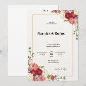 深紅の花の結婚式招待状 招待状 (正面/裏面)