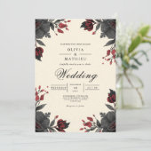 深紅の花の角の結婚式 招待状 (スタンド正面)
