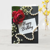 深紅の花の誕生日カード カード (黄色い花)