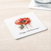 深紅の華咲く、カスタム スクエアペーパーコースター (アングル)