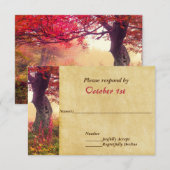 深紅の落ち葉 ウェディング 招待状 出席返信 (正面/裏面)