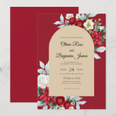 深紅の葉の結婚式 招待状 (正面/裏面)