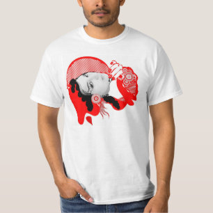 深紅の赤の花型女性歌手 Tシャツ