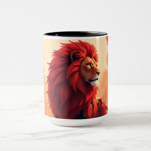 深紅の輝き - 灼熱の運命の獅子 マグカップ (中央)