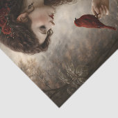 深紅の鳥の貴婦人肖像画デコパージュ 薄葉紙 (詳細)