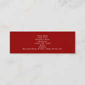 深紅の黒いシマウマのプリントパターン。 スキニー名刺 (裏面)