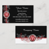 深紅の、白黒抽象芸術 名刺 (正面/裏面)