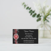 深紅の、白黒抽象芸術 名刺 (スタンド正面)