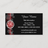 深紅の、白黒抽象芸術 名刺 (正面)