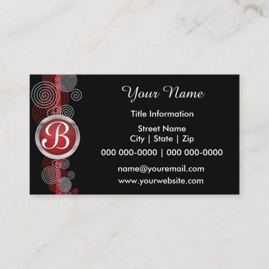 深紅の、白黒抽象芸術 名刺 (正面)