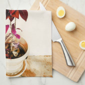 深紅のJatrophaの植物 キッチンタオル (四つ折り)